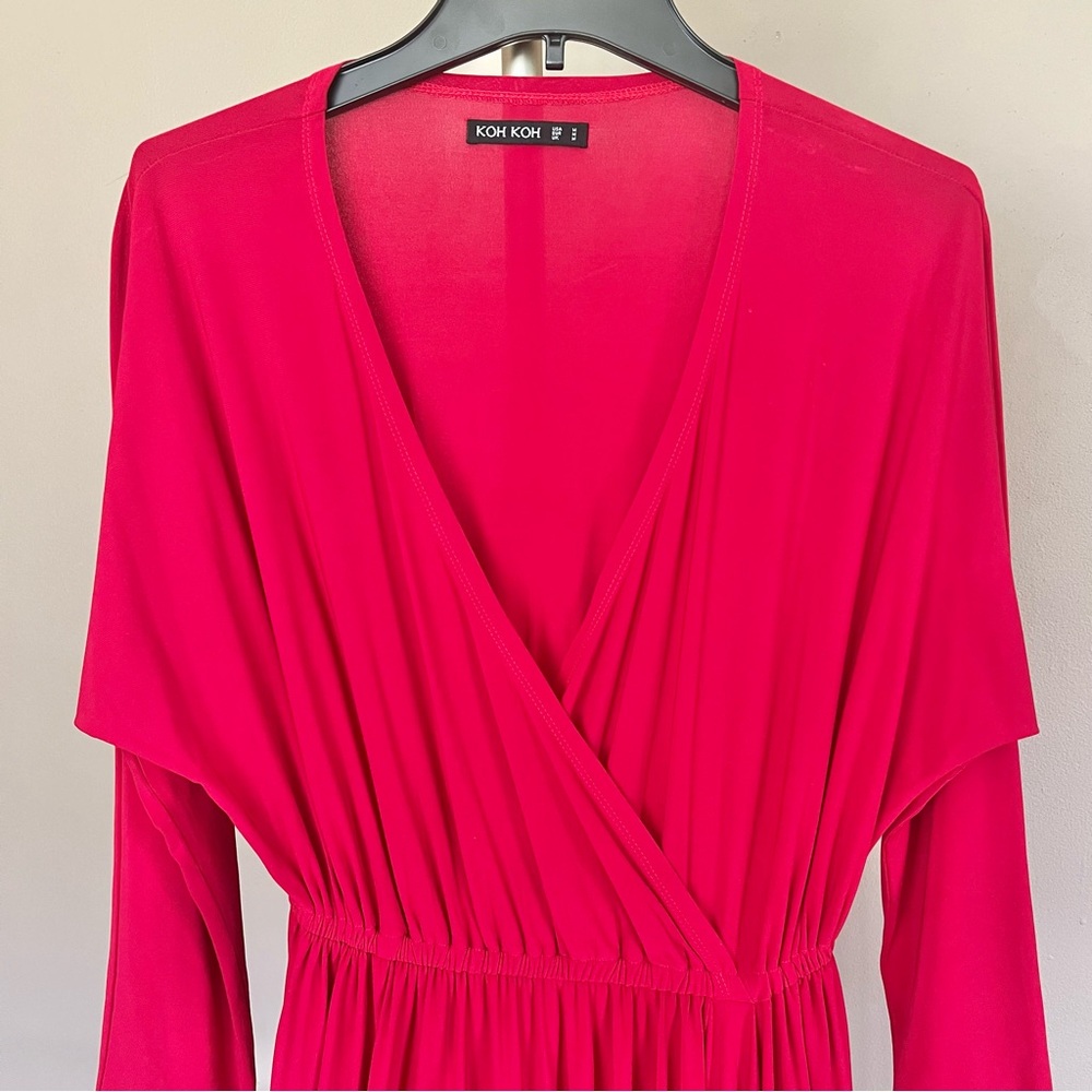Red V-neck Dress